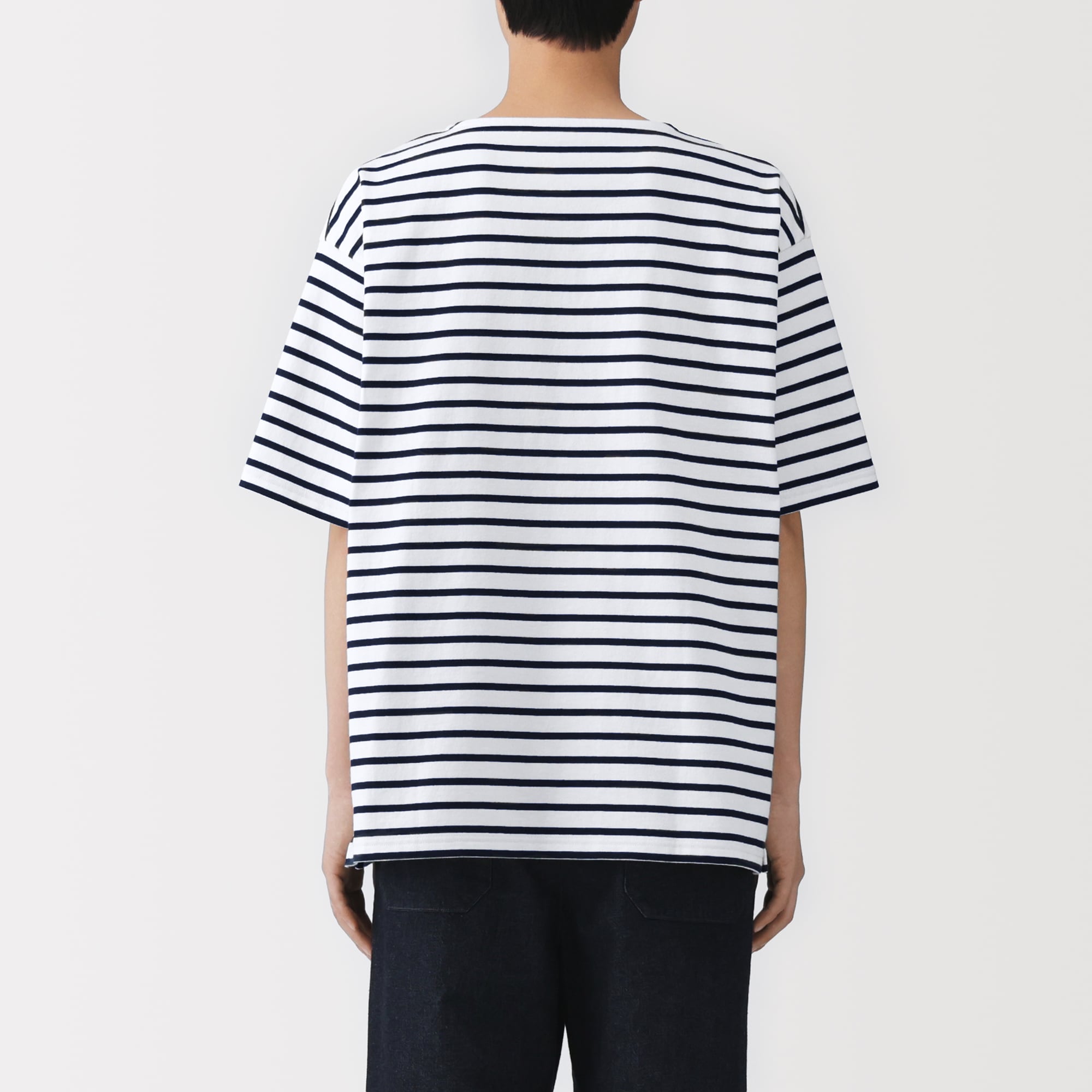 紳士 洗いざらし太番手ボートネック五分袖Tシャツ | 無印良品