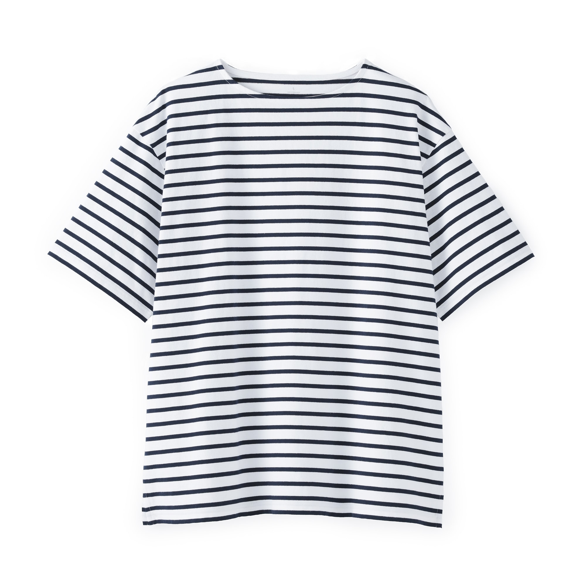 紳士 洗いざらし太番手ボートネック五分袖Tシャツ | 無印良品