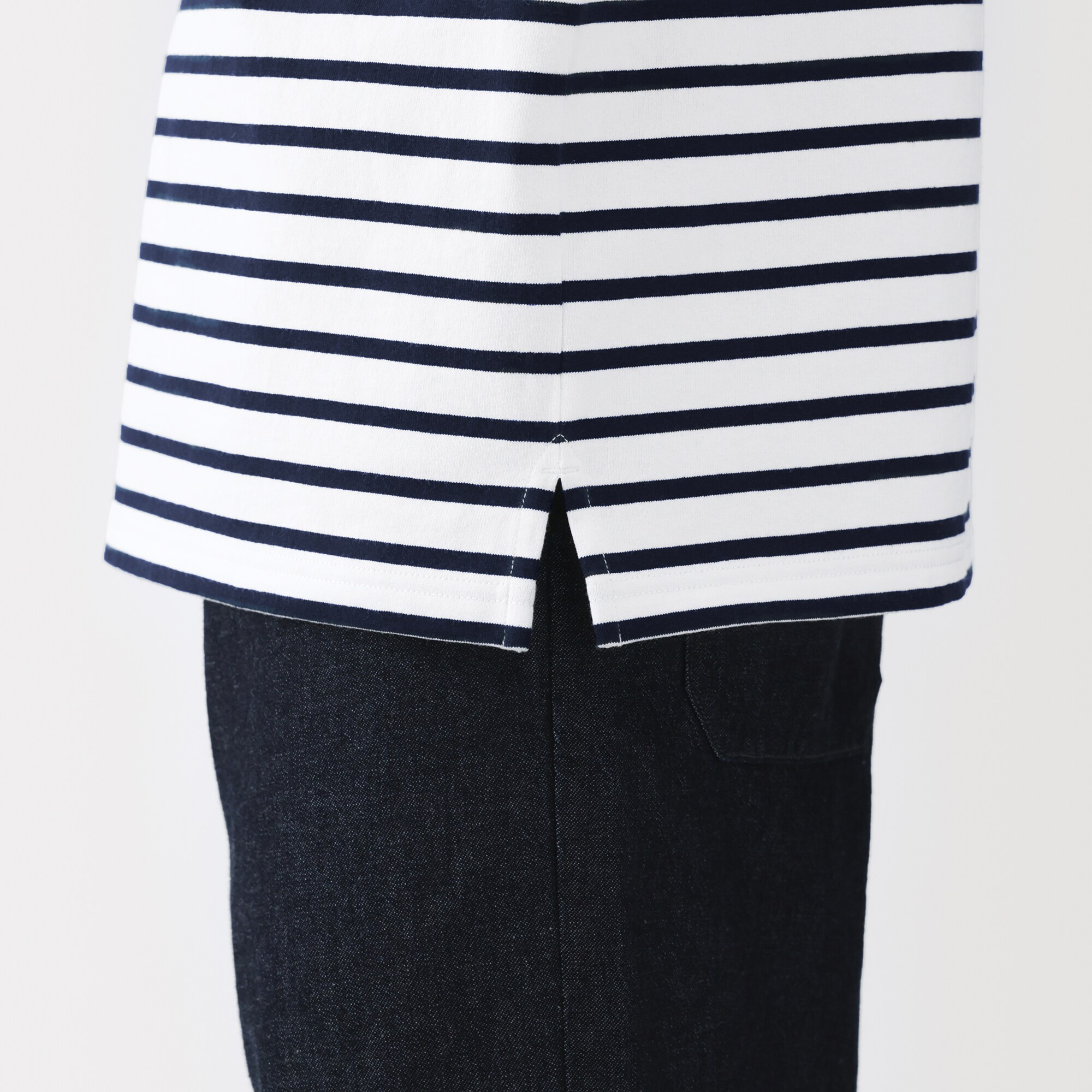 紳士 洗いざらし太番手ボートネック五分袖Tシャツ | 無印良品