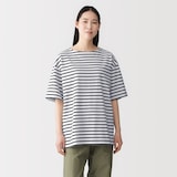 紳士　洗いざらし太番手ボートネック五分袖Ｔシャツ