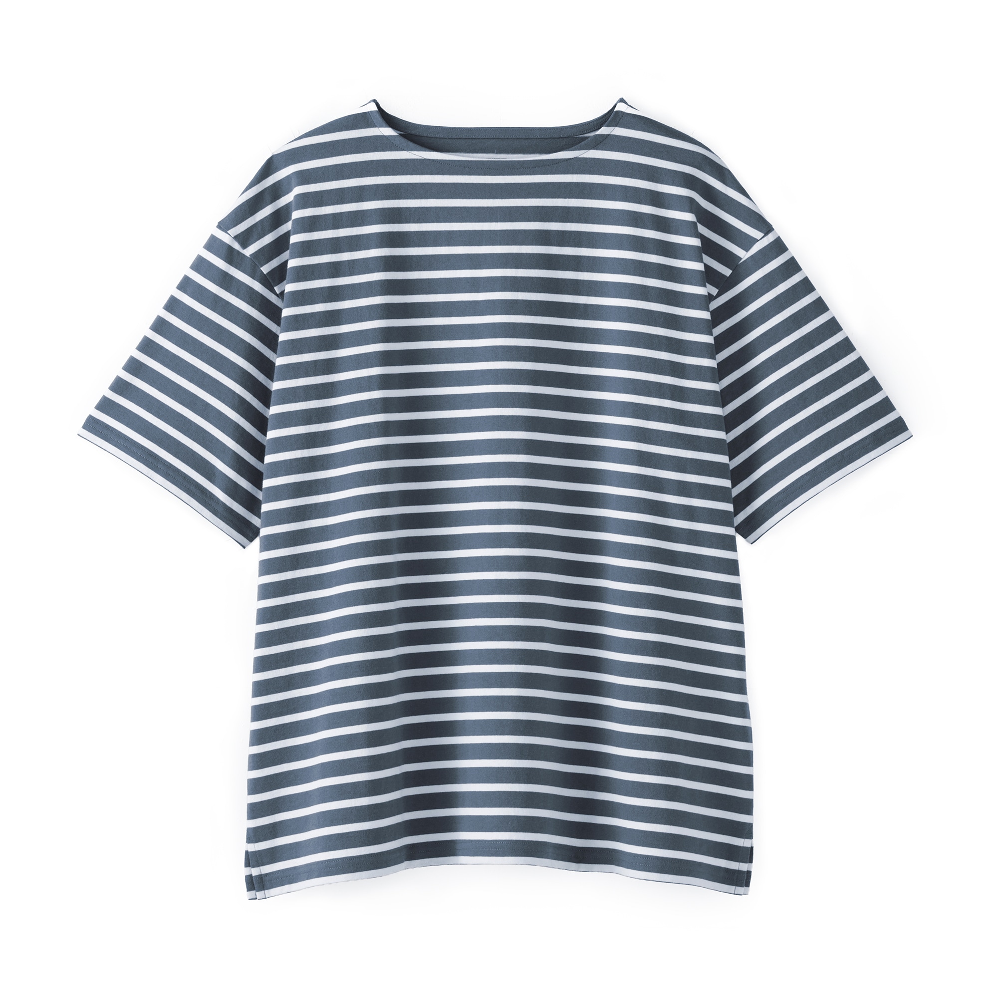 紳士 洗いざらし太番手ボートネック五分袖Tシャツ | 無印良品