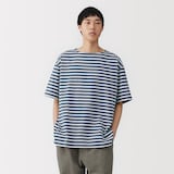 紳士　洗いざらし太番手ボートネック五分袖Ｔシャツ