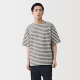 紳士　洗いざらし太番手ボートネック五分袖Ｔシャツ