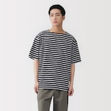 紳士　洗いざらし太番手ボートネック五分袖Ｔシャツ