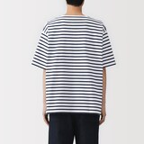 紳士　洗いざらし太番手ボートネック五分袖Ｔシャツ