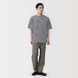 紳士　洗いざらし太番手ボートネック五分袖Ｔシャツ