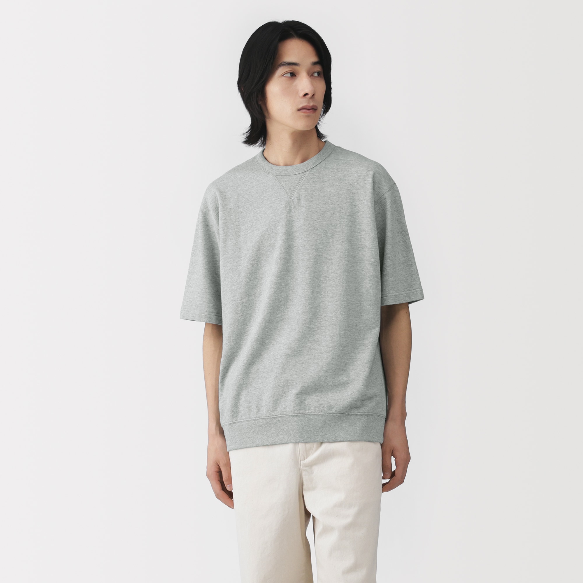 紳士 ライトスウェットクルーネック五分袖Tシャツ | 無印良品
