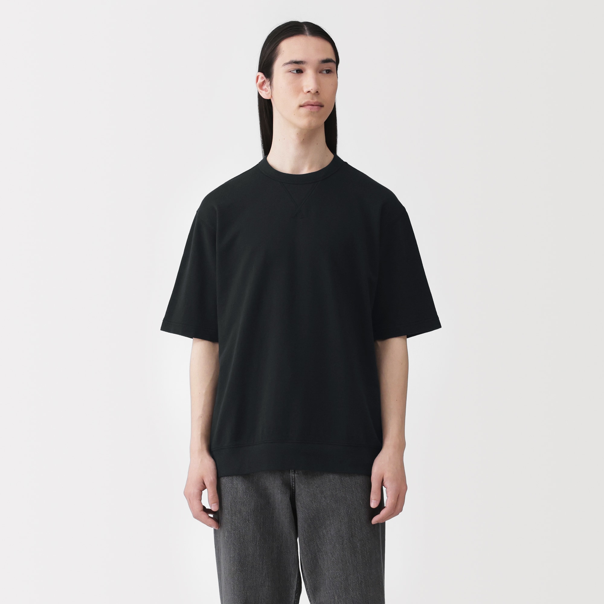 紳士　ライトスウェットクルーネック五分袖Ｔシャツ