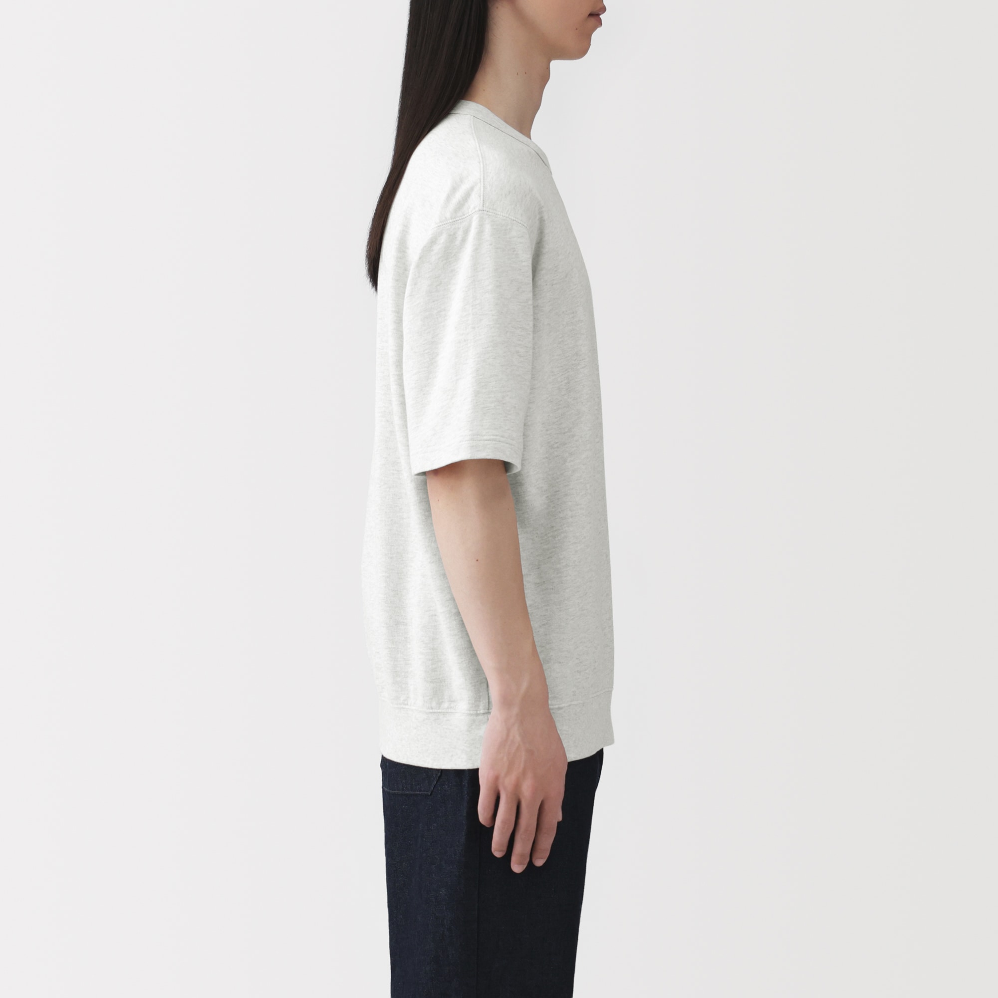 紳士　ライトスウェットクルーネック五分袖Ｔシャツ