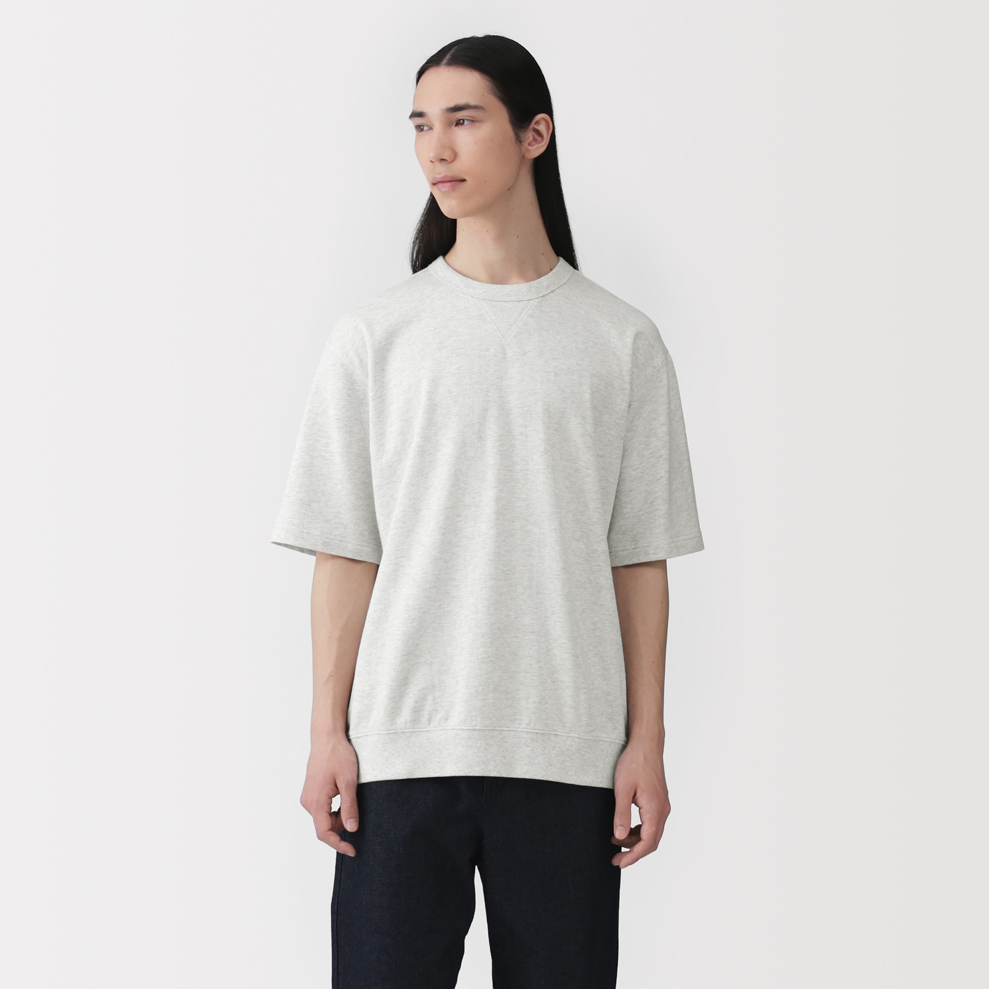 紳士　ライトスウェットクルーネック五分袖Ｔシャツ