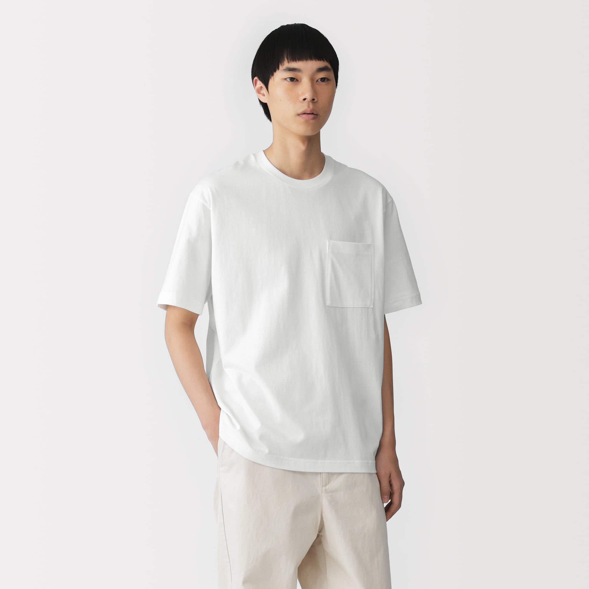 紳士　洗いざらし天竺編みクルーネックワイド半袖Ｔシャツ | 無印良品