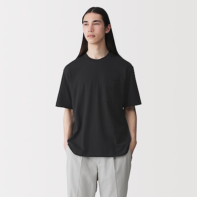 紳士　洗いざらし天竺編みクルーネックワイド半袖Ｔシャツ