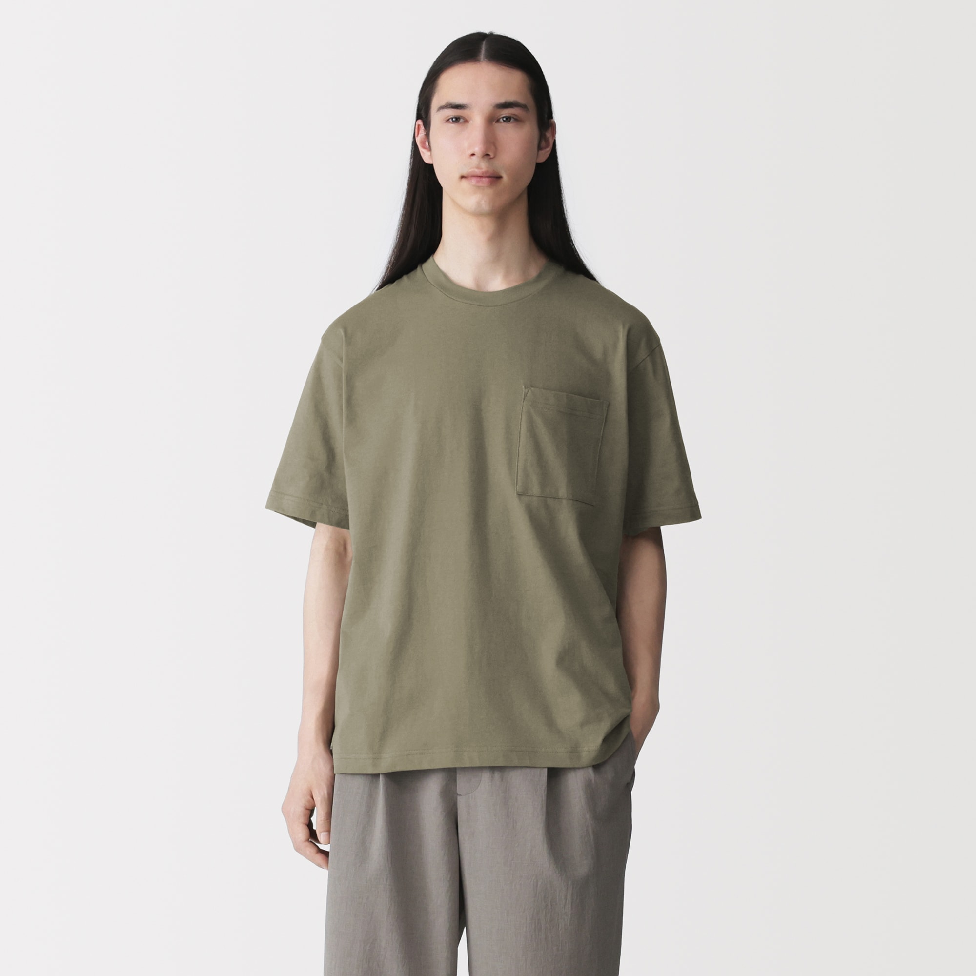 紳士　洗いざらし天竺編みクルーネックワイド半袖Ｔシャツ