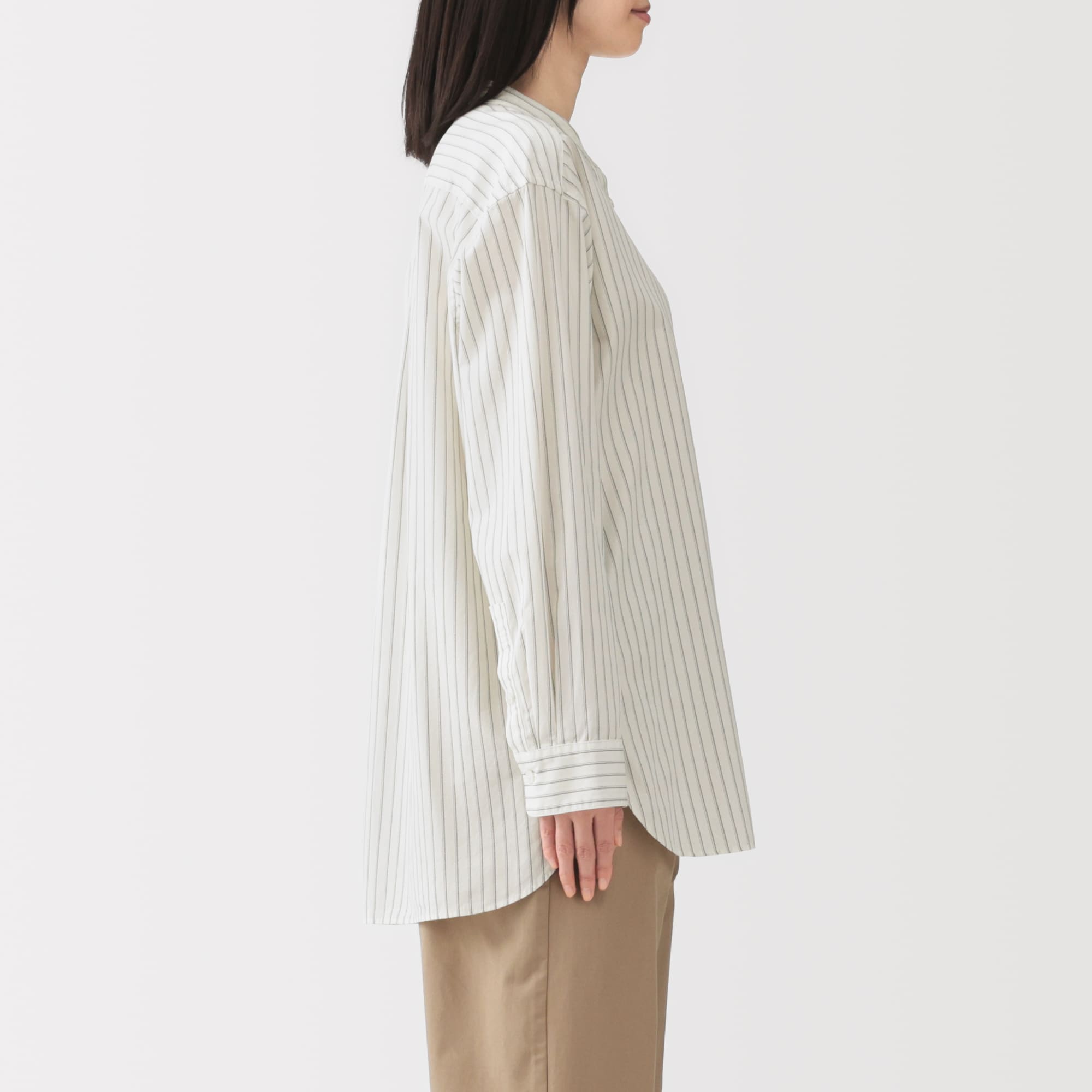 フォグリネンワーク スタンドカラー 長袖ロングシャツ fog linen work - フォグリネンワーク スタンドカラー 長袖ロング