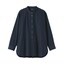 婦人　洗いざらし　ブロードスタンドカラー長袖ロングシャツ
