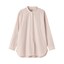 婦人　洗いざらし　ブロードスタンドカラー長袖ロングシャツ