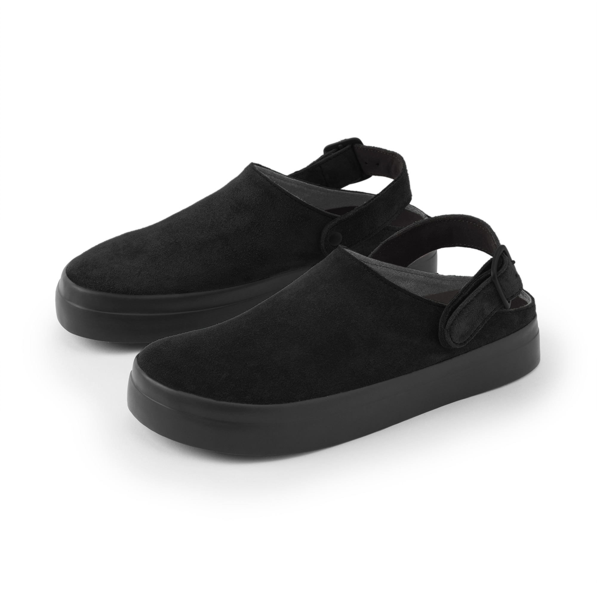 婦人　レザー　ヒールベルトクロッグシューズ