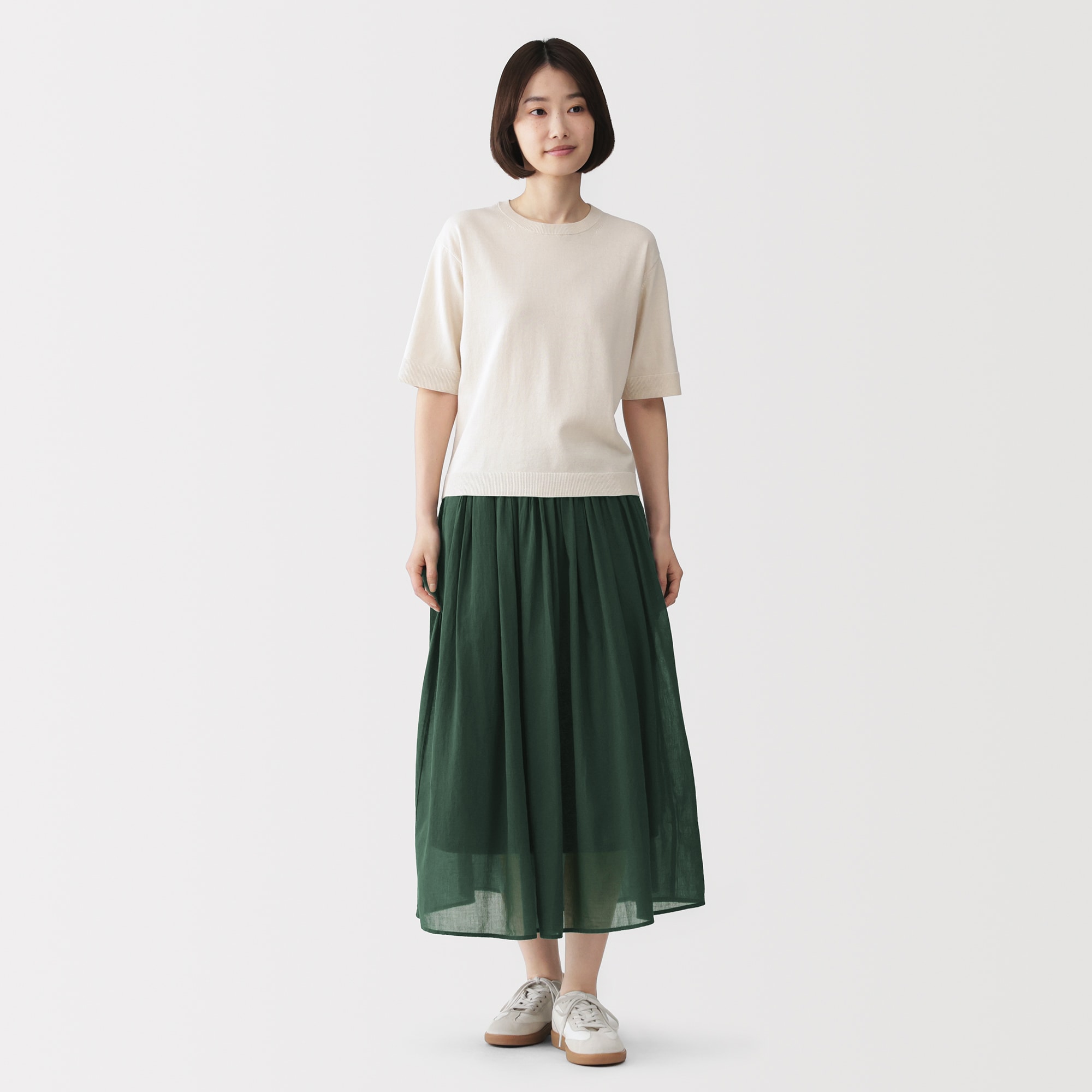 婦人　強撚　ギャザースカート