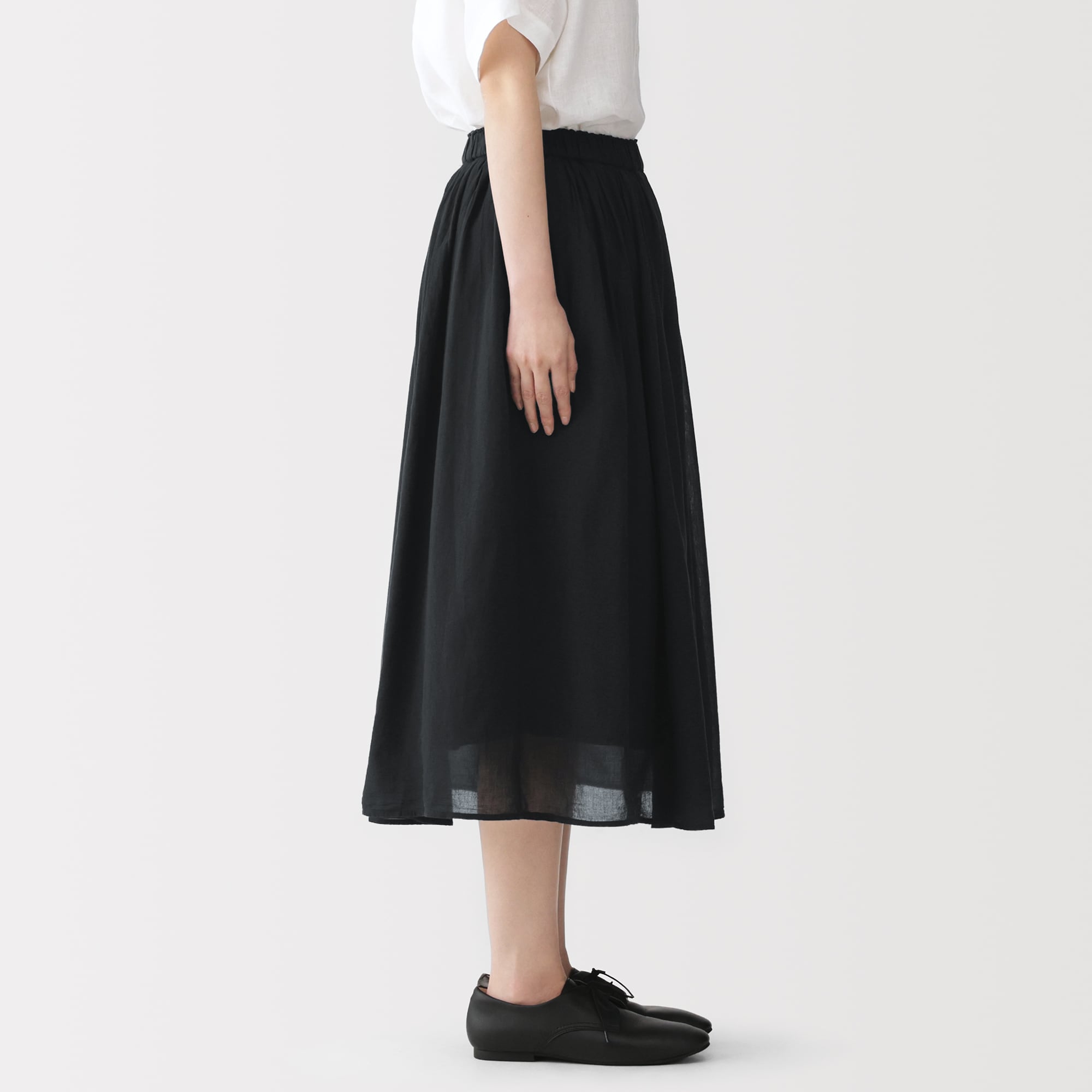 婦人　強撚　ギャザースカート