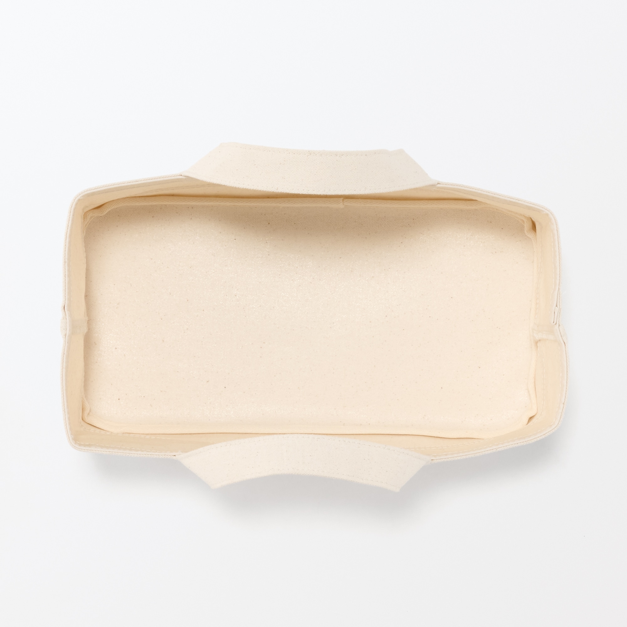 綿帆布　持ち手付ソフトボックス　スリム小