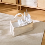 綿帆布　持ち手付ソフトボックス　スリム小