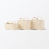 綿帆布　持ち手付ソフトボックス　スリム大