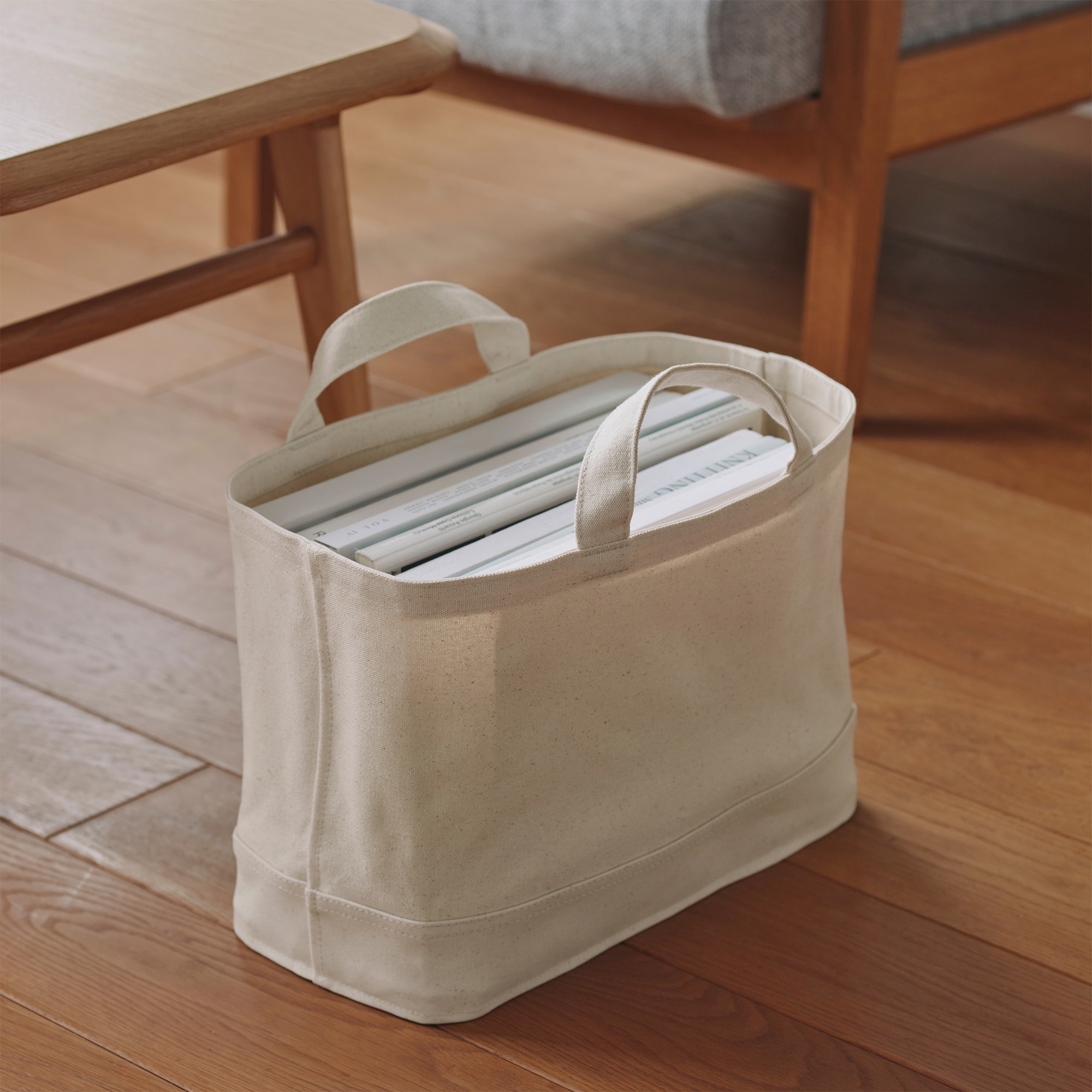 綿帆布 持ち手付ソフトボックス スリム大 | 無印良品