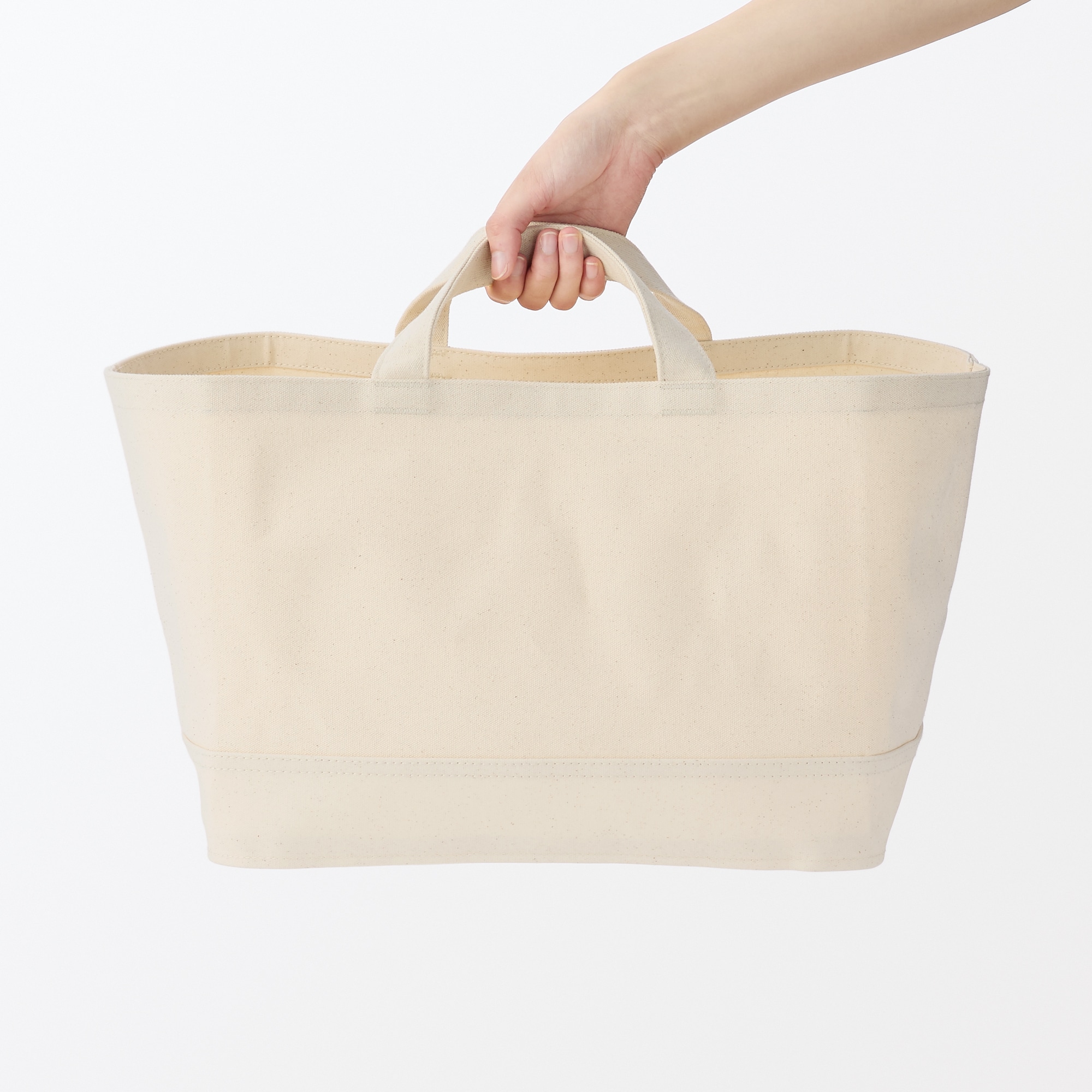 綿帆布　持ち手付ソフトボックス　大