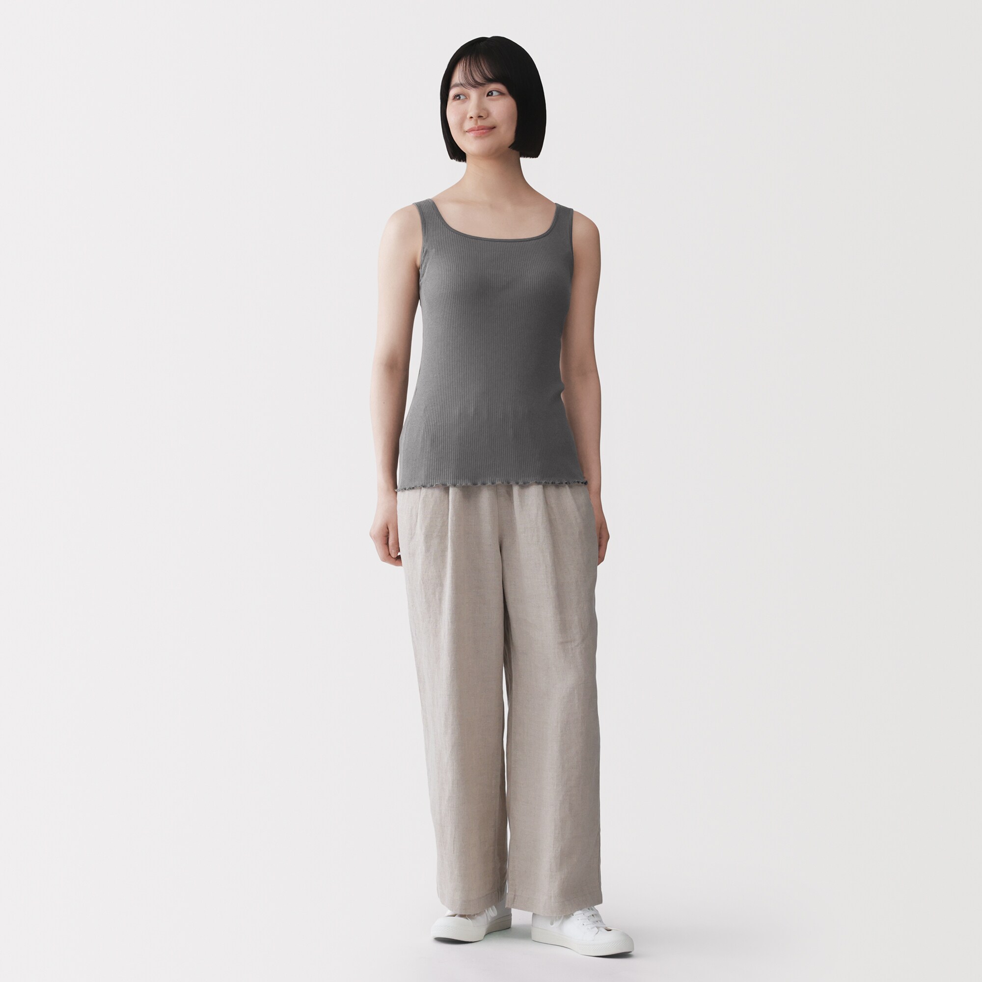 婦人　なめらかリブブラタンクトップ