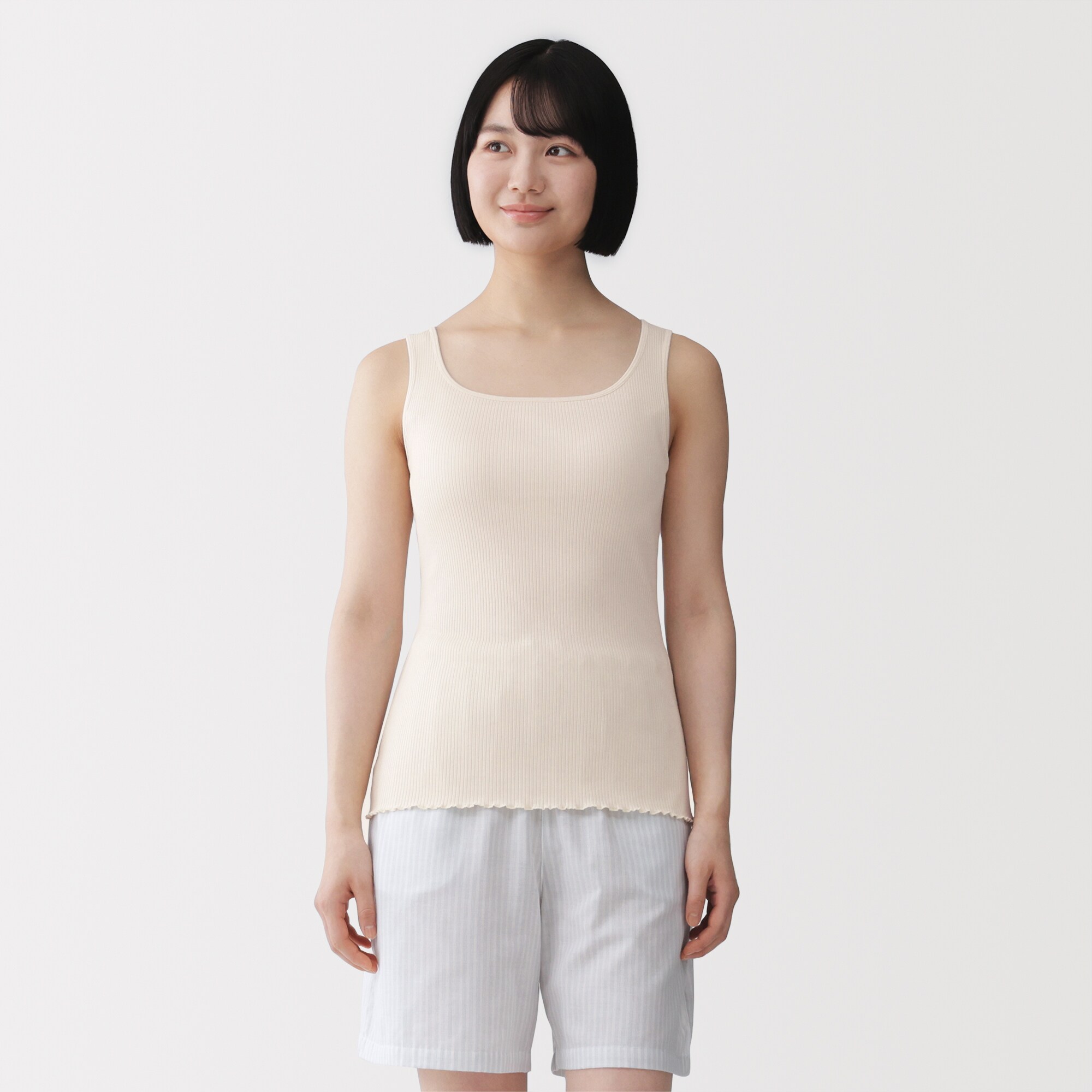 婦人　なめらかリブブラタンクトップ