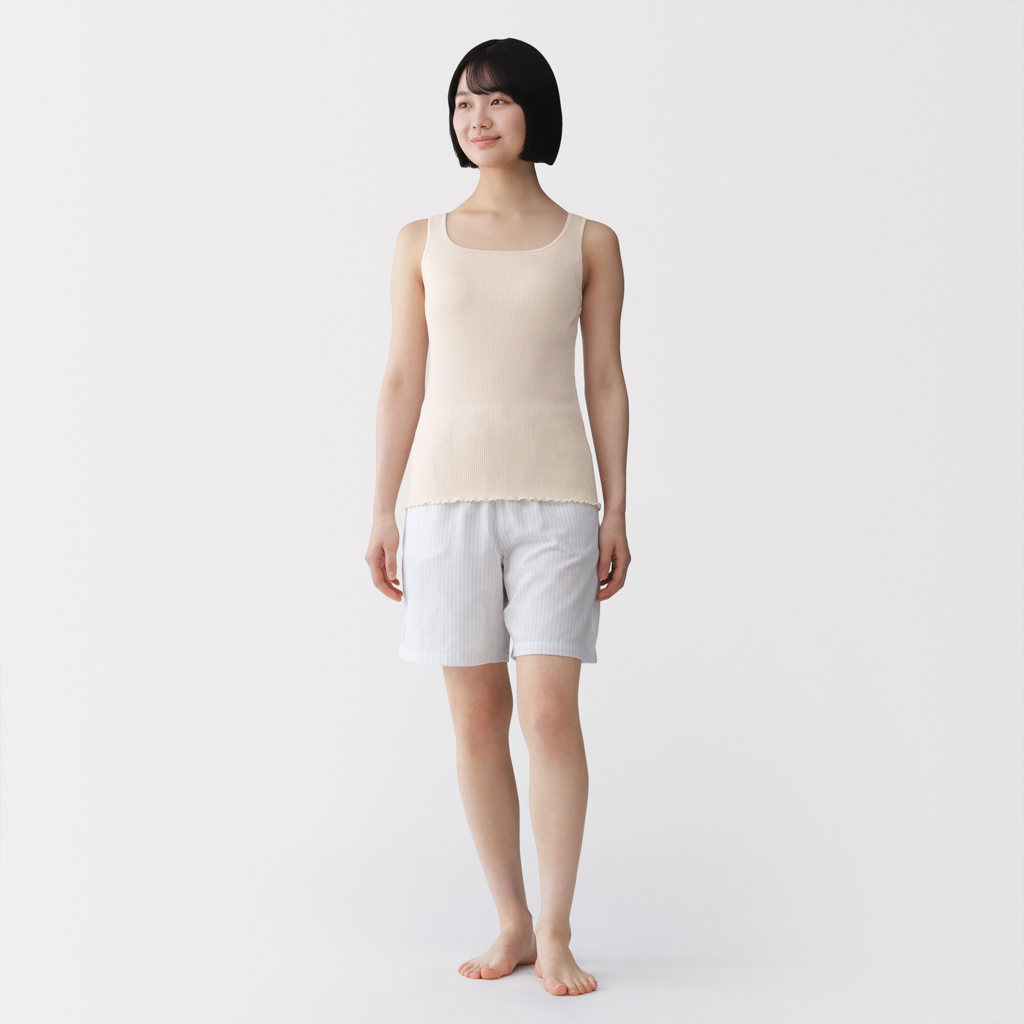 婦人　なめらかリブブラタンクトップ