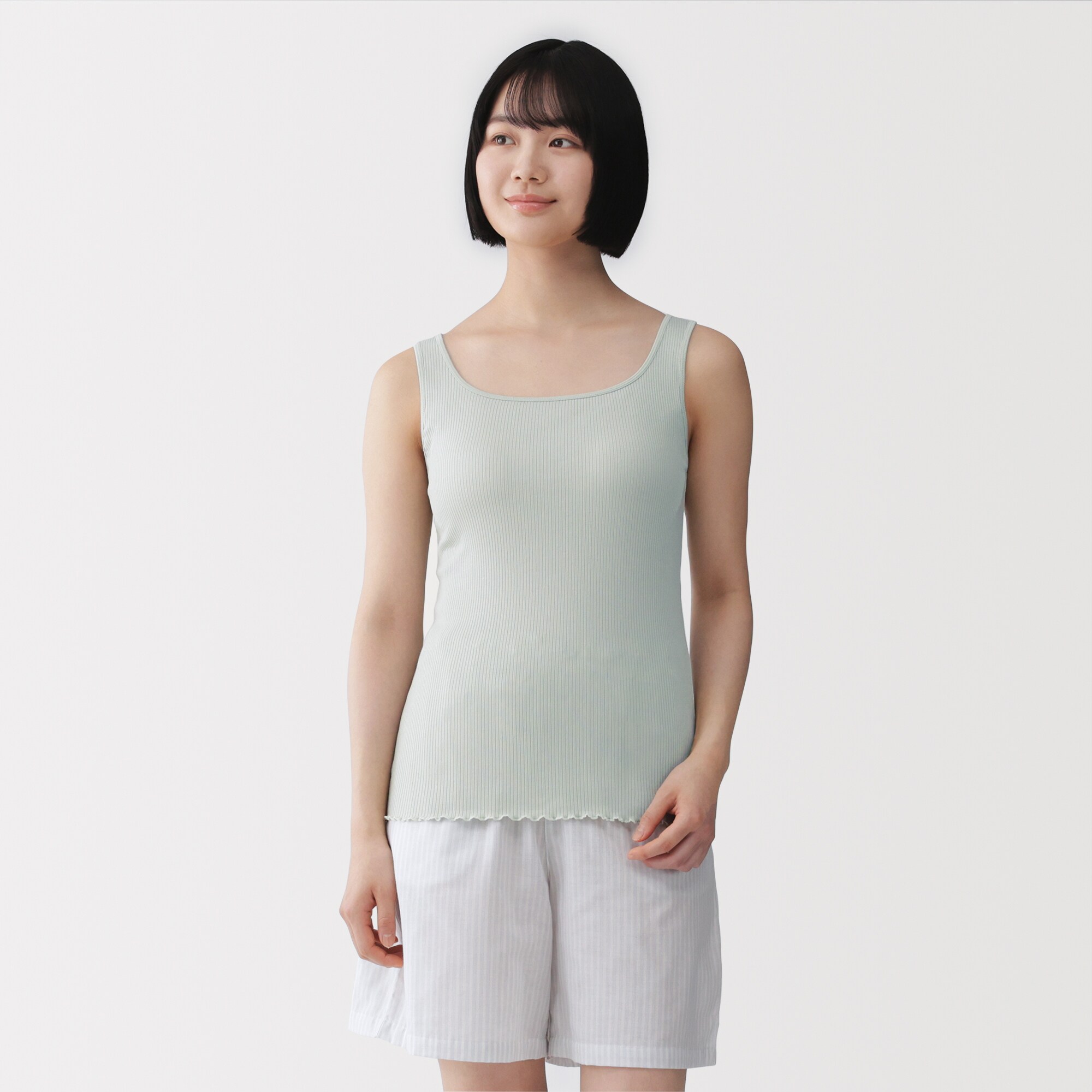 婦人　なめらかリブブラタンクトップ