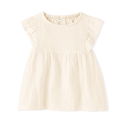 ベビー　あたまするっと楊柳ガーゼフリルスリーブブラウス