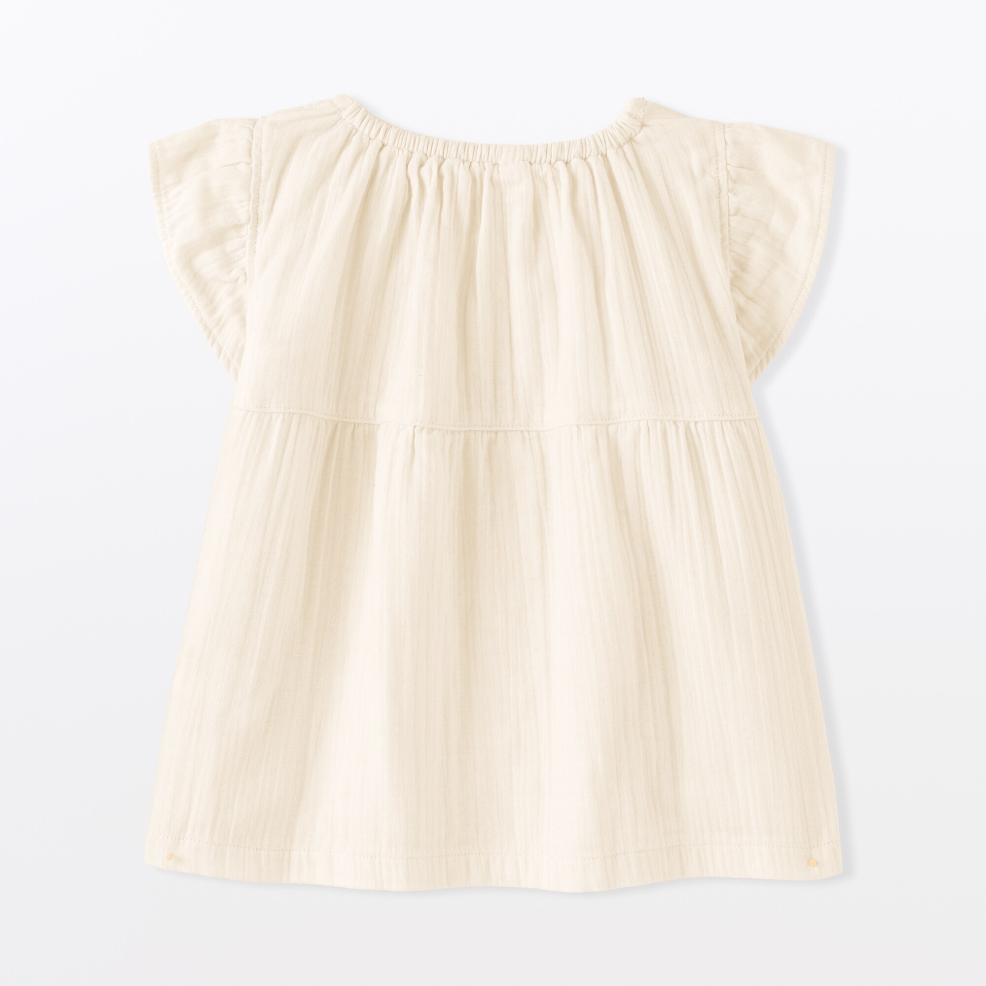 ベビー　あたまするっと楊柳ガーゼフリルスリーブブラウス