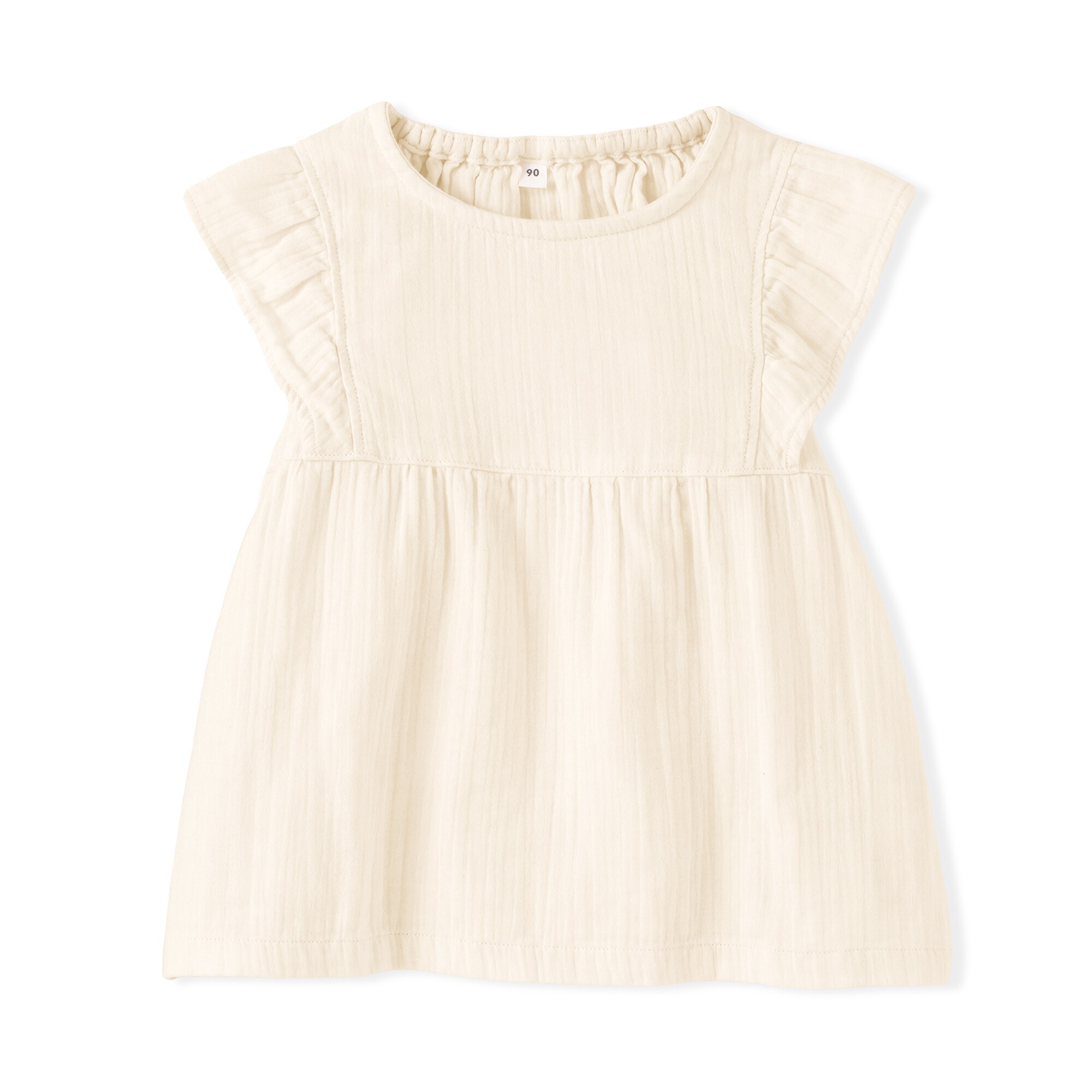 ベビー　あたまするっと楊柳ガーゼフリルスリーブブラウス