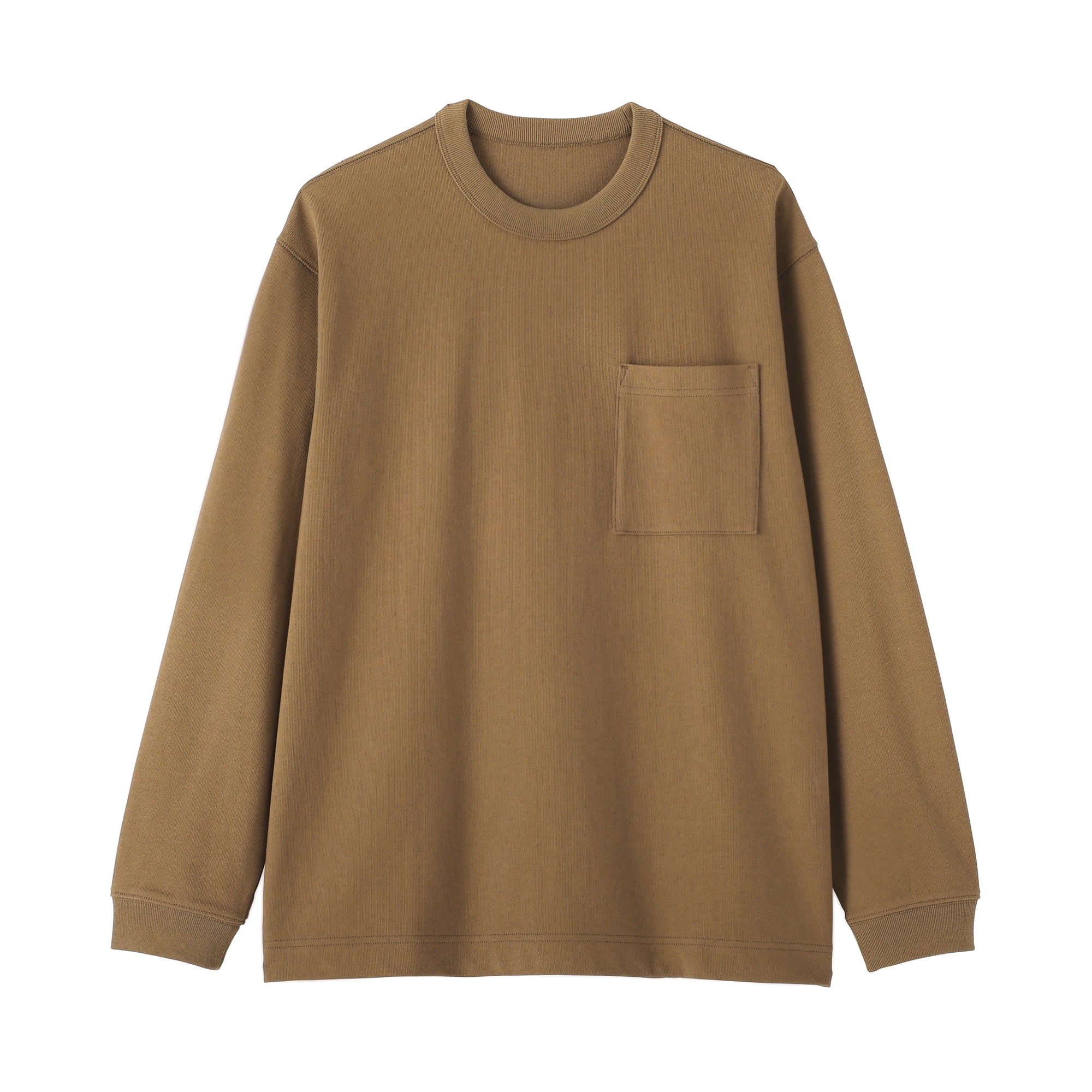 紳士　木の実から作ったカポック混ポケット付き長袖Ｔシャツ