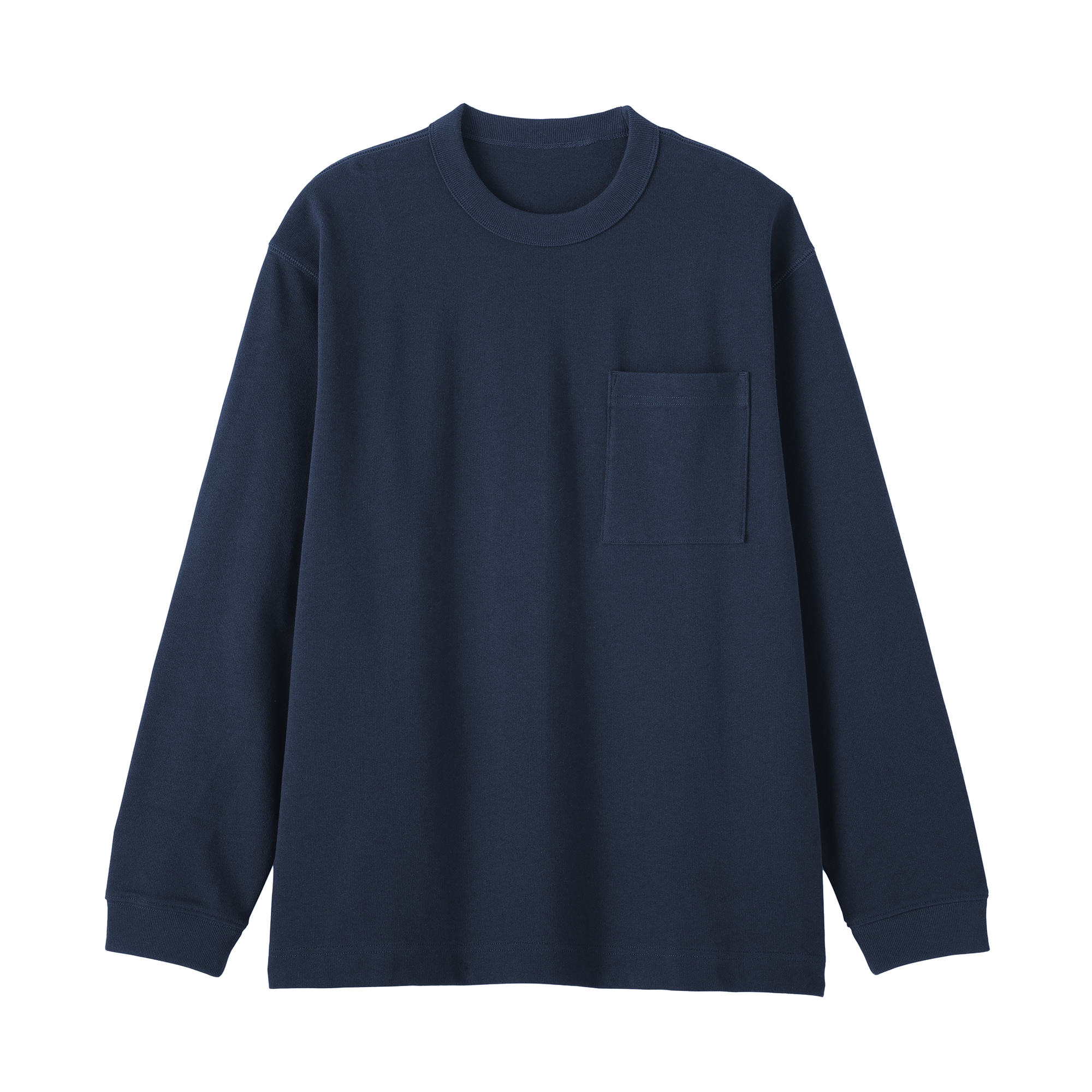 紳士　木の実から作ったカポック混ポケット付き長袖Ｔシャツ