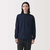 紳士　木の実から作ったカポック混ポケット付き長袖Ｔシャツ