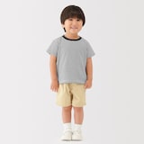 ベビー　あたまするっと　綿天竺編みクルーネック半袖Ｔシャツ　ボーダー