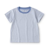 ベビー　あたまするっと　綿天竺編みクルーネック半袖Ｔシャツ　ボーダー