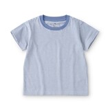 ベビー　あたまするっと　綿天竺編みクルーネック半袖Ｔシャツ　ボーダー