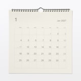 バガス入りペーパー月曜始まりカレンダー／２０２７年１月～１２月