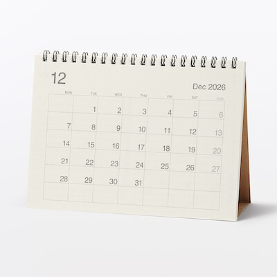 【８月中旬発売予定】バガス入りペーパー月曜始まりカレンダー／２０２６年１２月～２０２７年１２月　卓上用／約１４５×２００ｍｍ