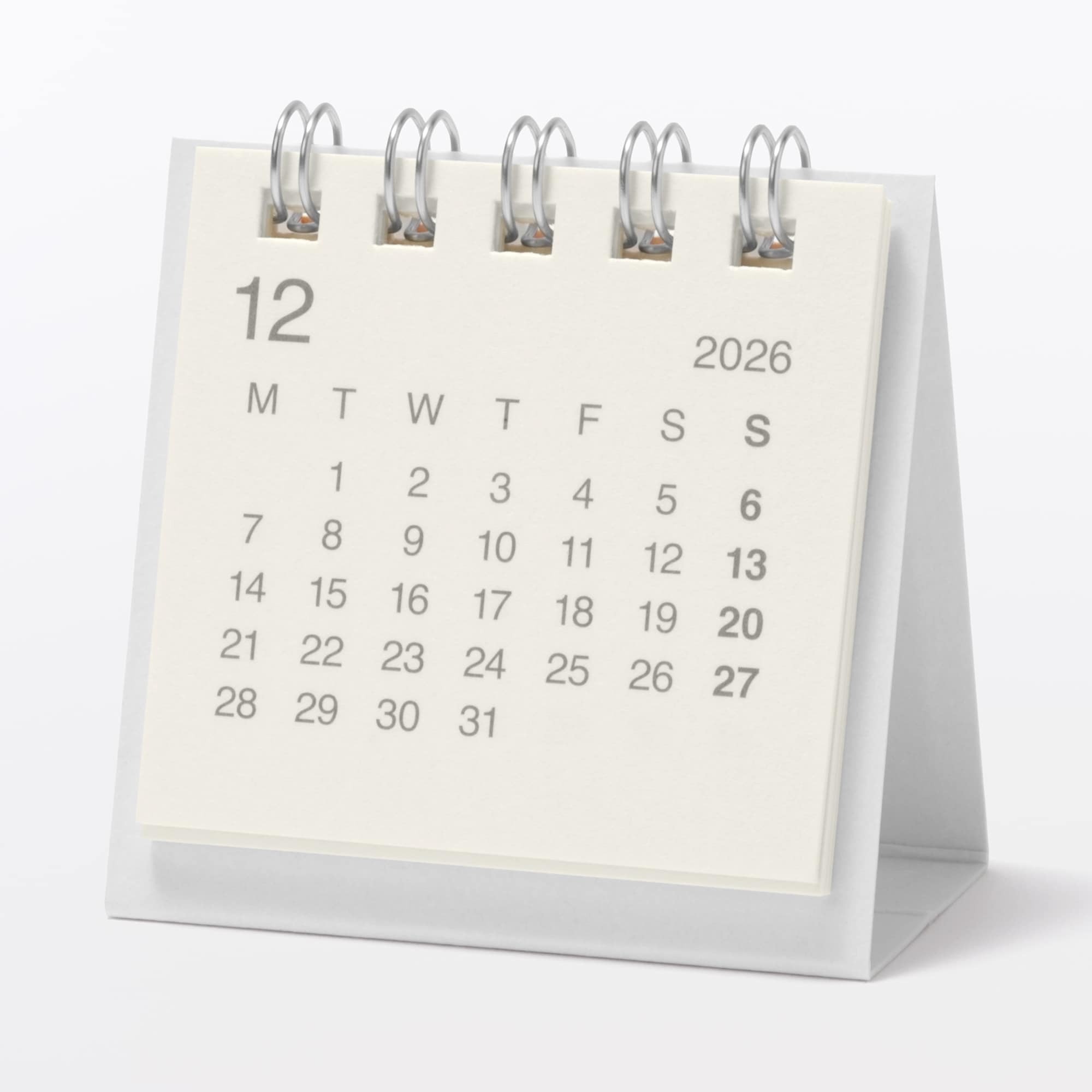 バガス入りペーパー月曜始まりミニカレンダー／２０２６年１２月～２０２７年１２月