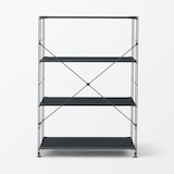 スチールユニットシェルフ・スチール棚セット・ワイド・中・ダークグレー