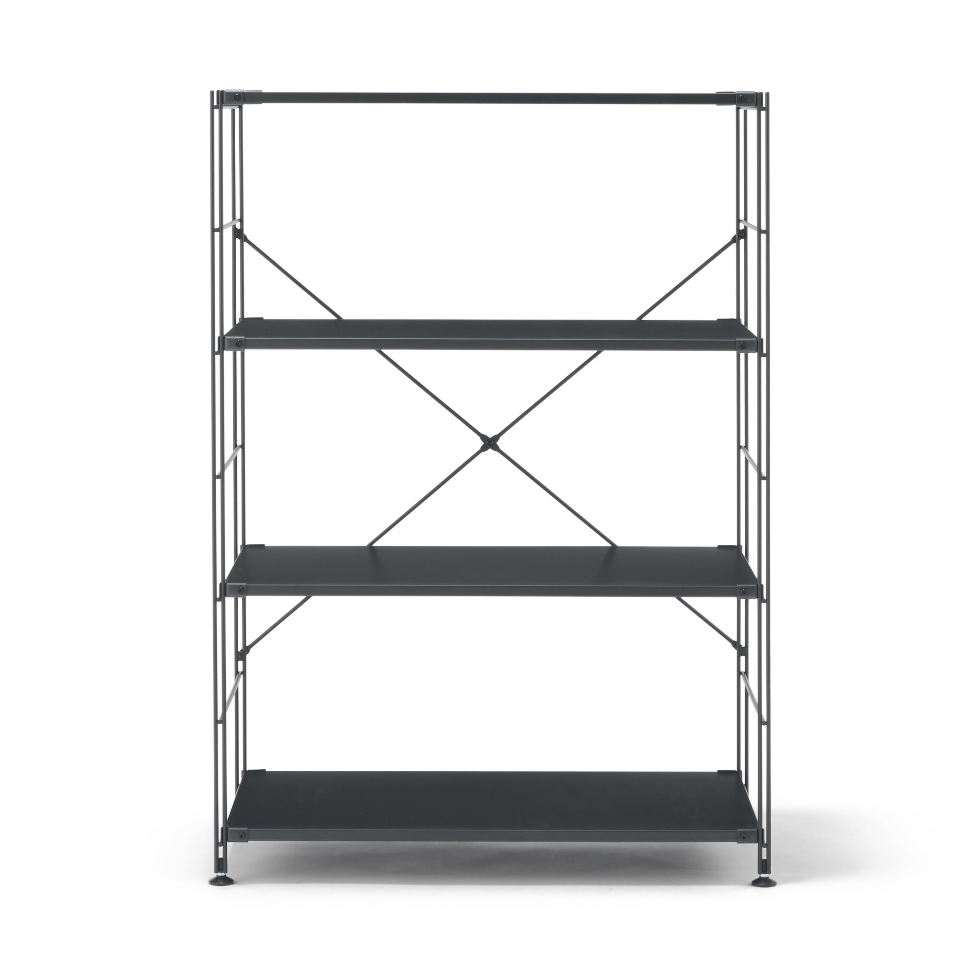 スチールユニットシェルフ・スチール棚セット・ワイド・中・ダークグレー