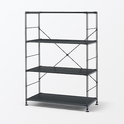 【２月上旬発売予定】スチールユニットシェルフ・スチール棚セット・ワイド・中・ダークグレー