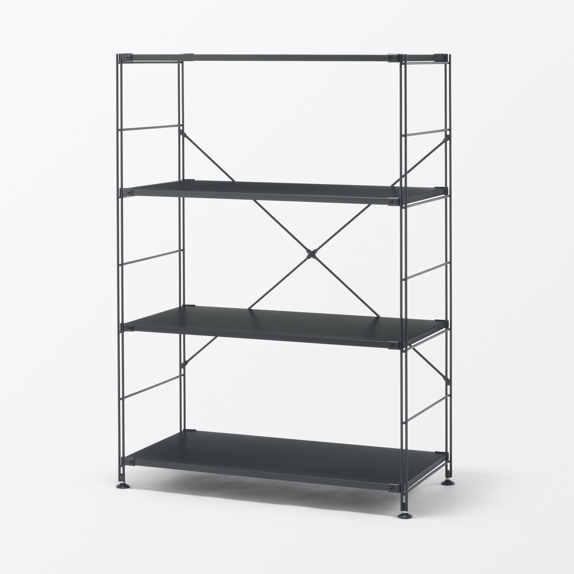 スチールユニットシェルフ・スチール棚セット・ワイド・中・ダークグレー