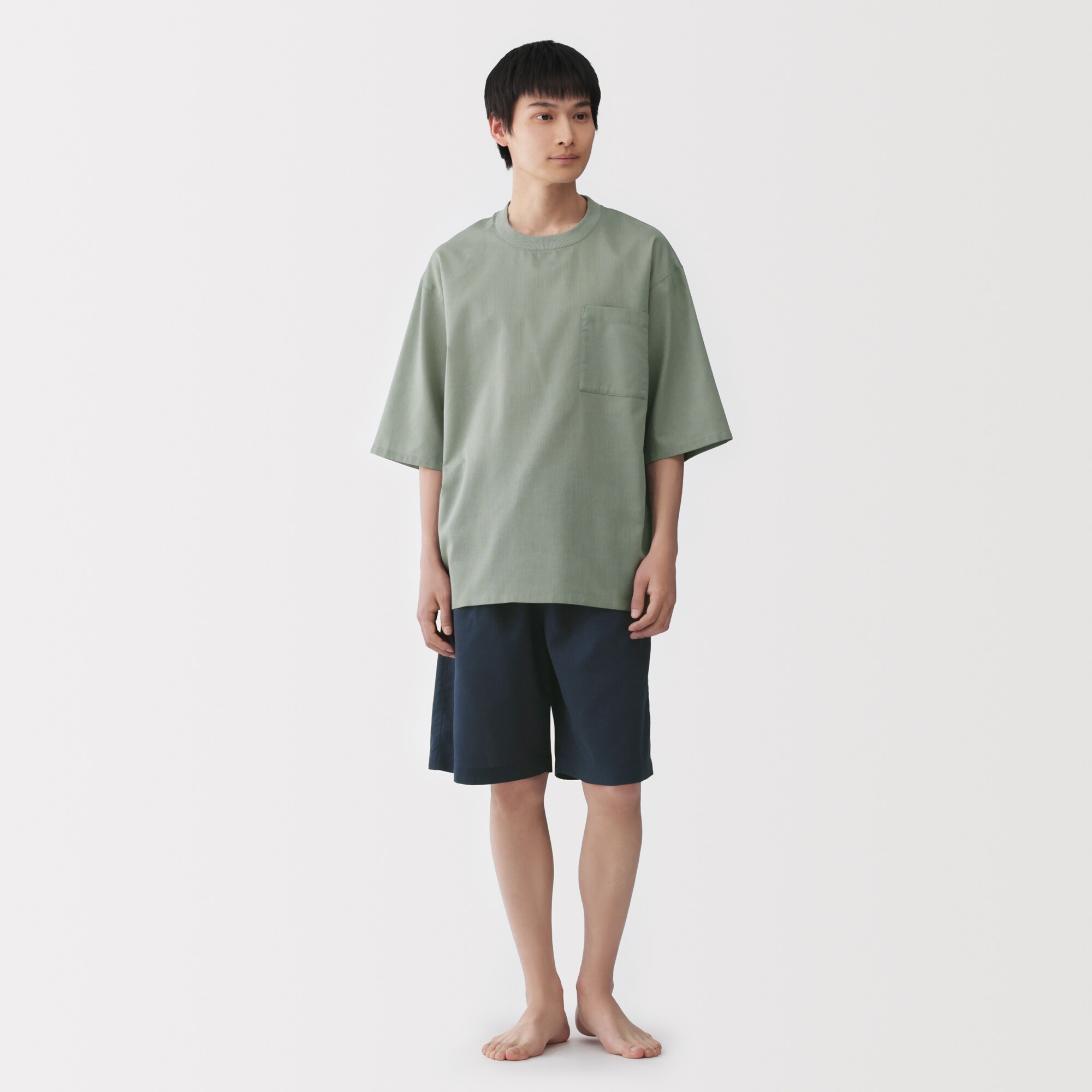 紳士　風を通す　半袖ルームウェアセット