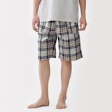 紳士　残反を使った　マドラスチェック　ショートパンツ